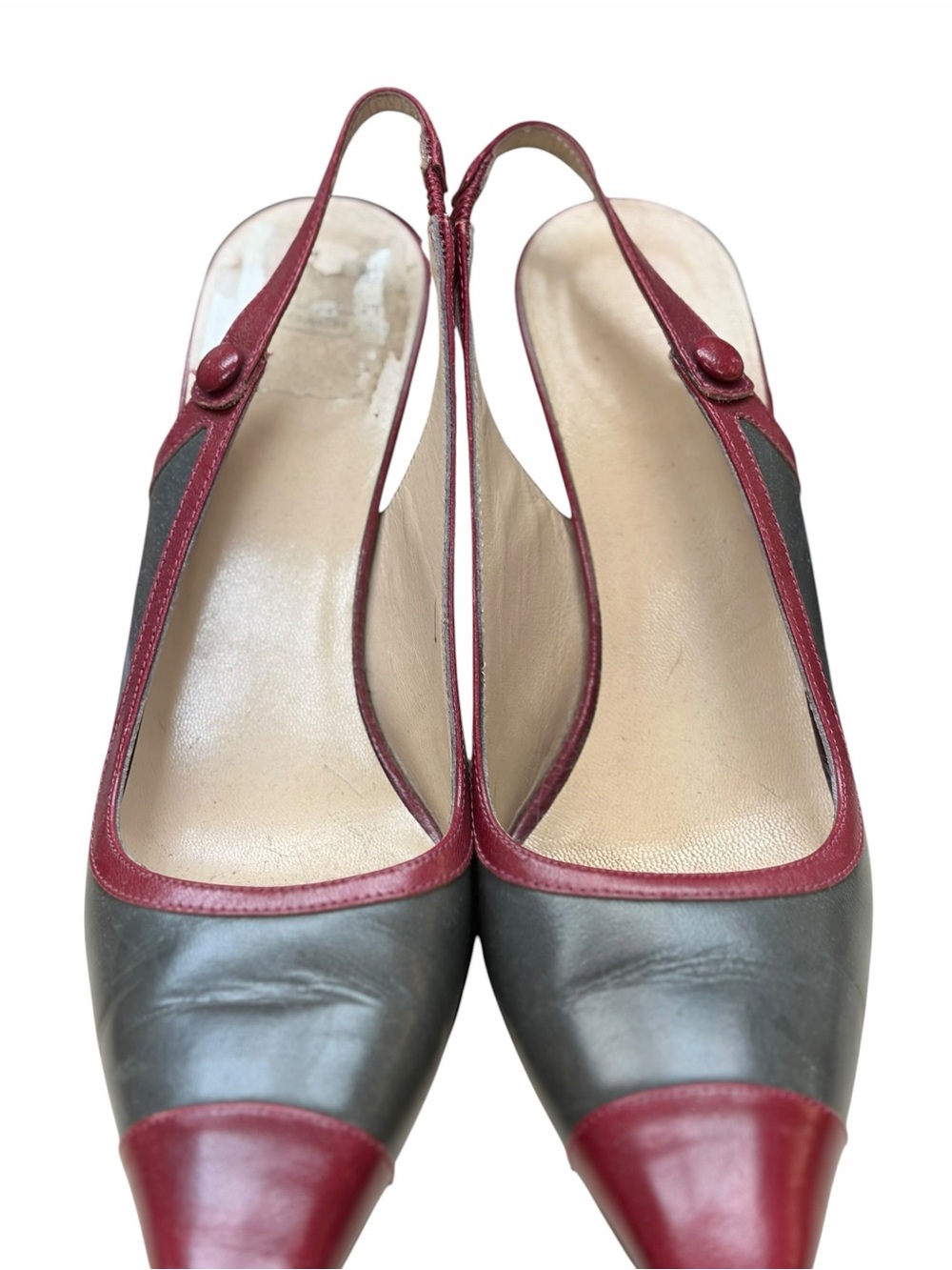 Coach Two-Tone Red and Gray Leather Slingback Mules size 39
